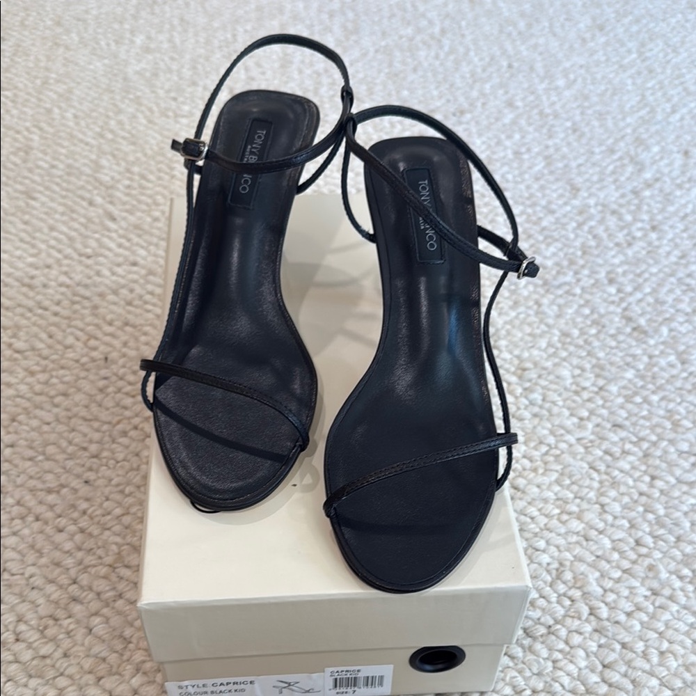 Tony Bianco Black Strappy Caprice Heels Sandals